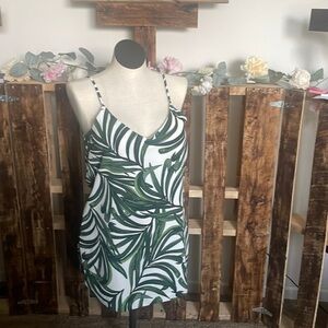 Eliane Rose camisole V neck tank top Cream Green tropical shirt New Size Large